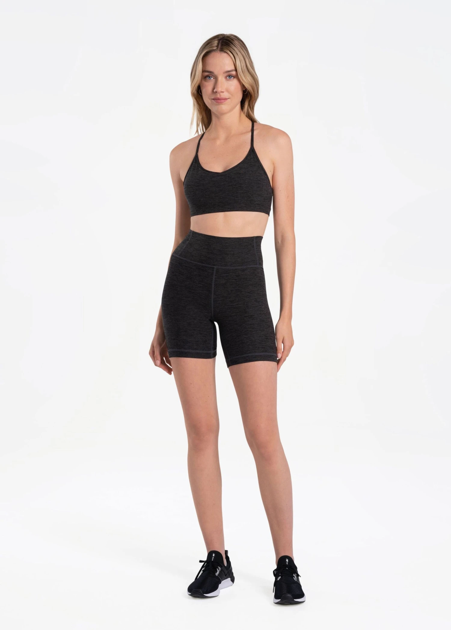 LOLE Half Moon Biker Shorts - Black Heather 1 LOLE Half Moon Biker Shorts - Black Heather