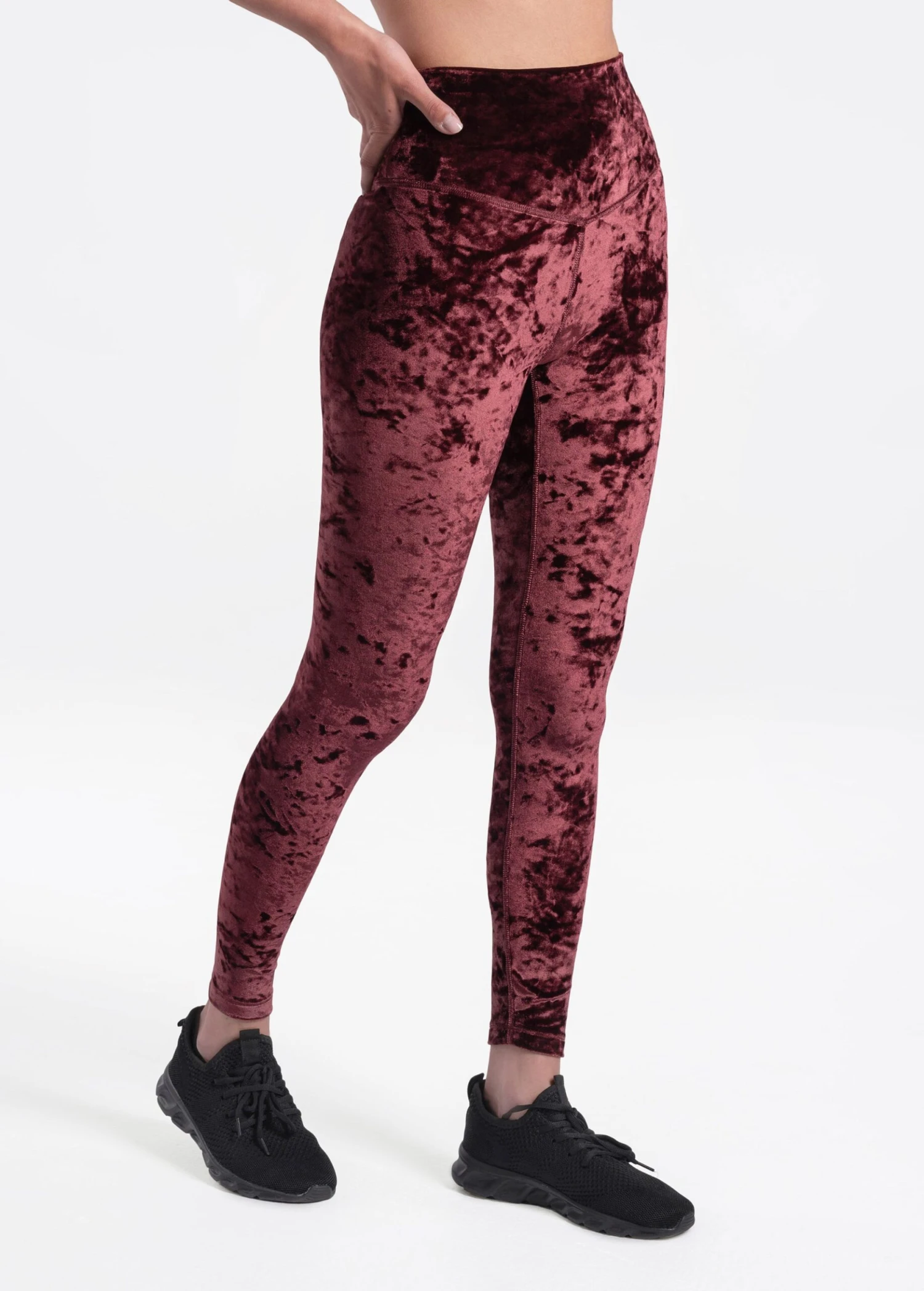 LOLE Burst Velvet Ankle Leggings - Plum 2 LOLE Burst Velvet Ankle Leggings - Plum - Image 2