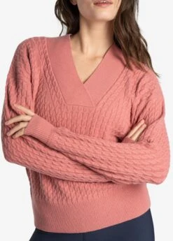 LOLE Camille V-Neck Sweater - Peony Heather -Lole Fashion Shop LSW4354 K770 4 1900x
