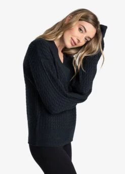 LOLE Camille V-Neck Sweater - Black Heather