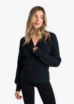 LOLE Camille V-Neck Sweater - Black Heather -Lole Fashion Shop LSW4354 N134 4 1900x