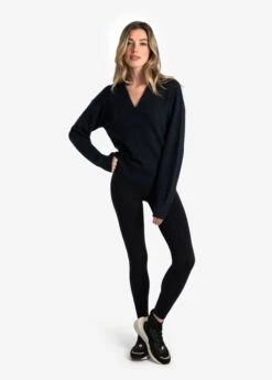 LOLE Camille V-Neck Sweater - Black Heather -Lole Fashion Shop LSW4354 N134 5 1900x