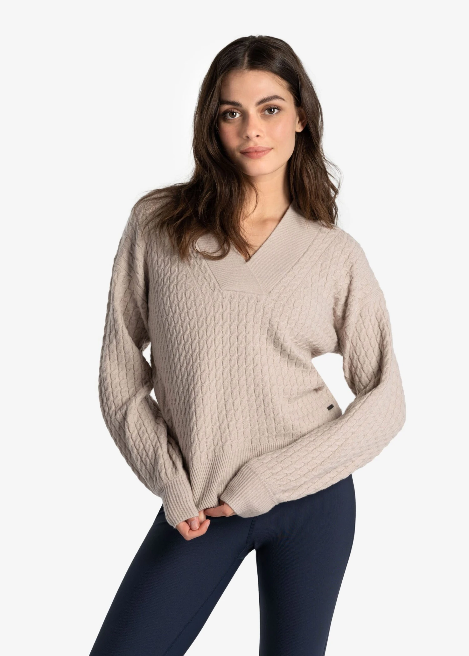 LOLE Camille V-Neck Sweater - Abalone Heather 1 LOLE Camille V-Neck Sweater - Abalone Heather