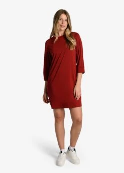 LOLE Performance Wool 3/4 Sleeve Dress - Merlot
