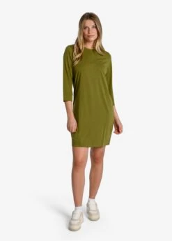 LOLE Performance Wool 3/4 Sleeve Dress - Tarragon