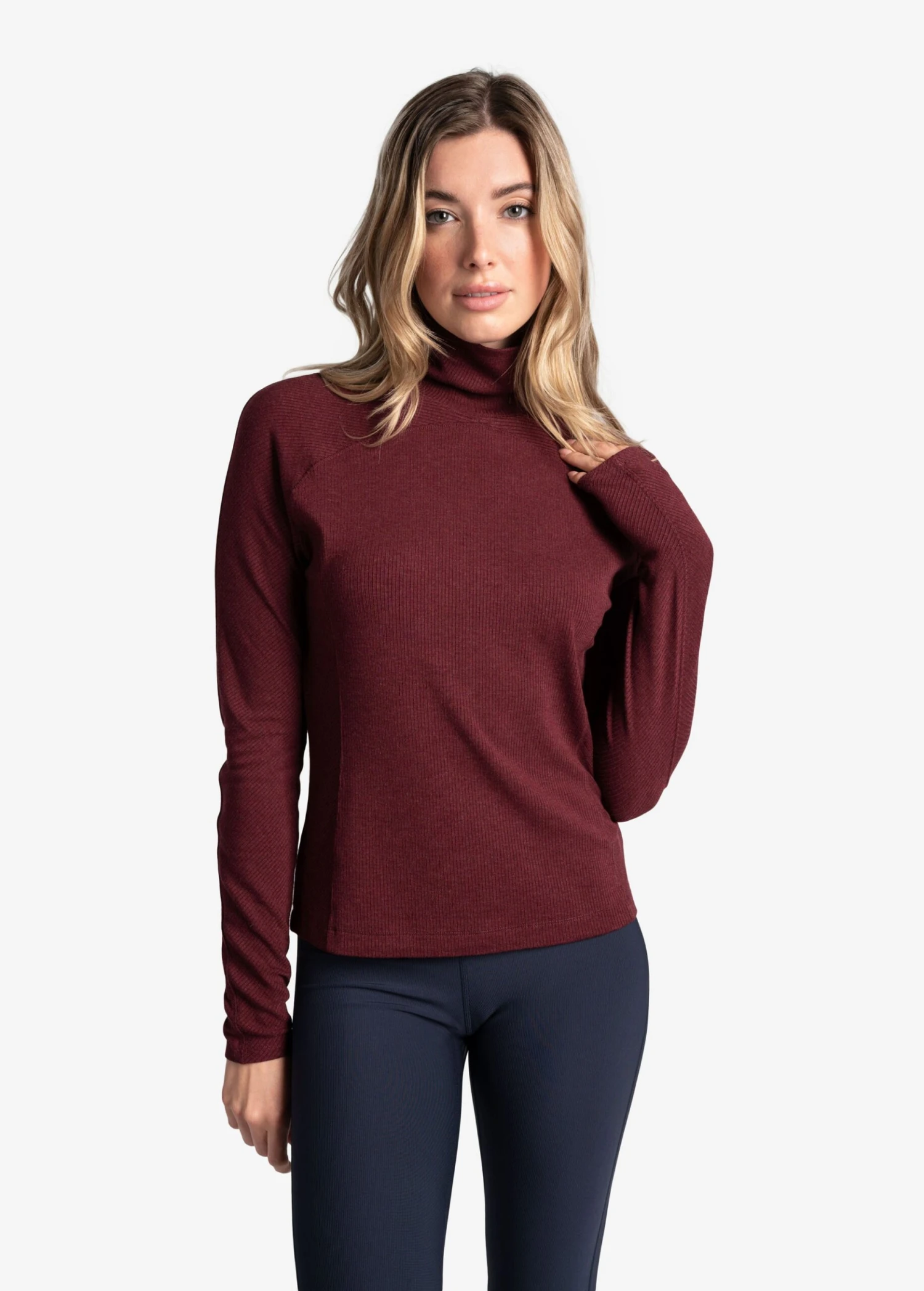 LOLE Traverse Turtle Neck Long Sleeve - Port Heather 1 LOLE Traverse Turtle Neck Long Sleeve - Port Heather