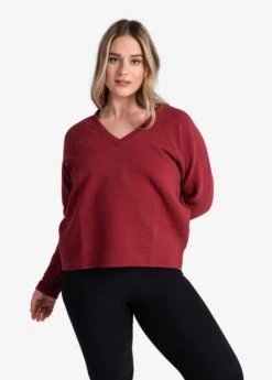 LOLE Ottoman V-Neck Pullover - Merlot