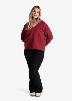 LOLE Ottoman V-Neck Pullover - Merlot -Lole Fashion Shop LSW4397 R421 3 1900x