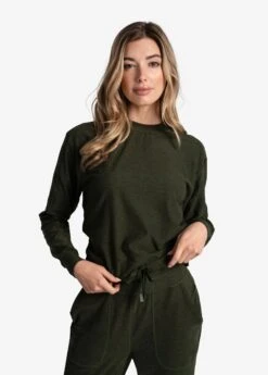 LOLE Om Tech Crew Neck Long Sleeve - Kombu Heather -Lole Fashion Shop LSW4404 V801 5 1900x